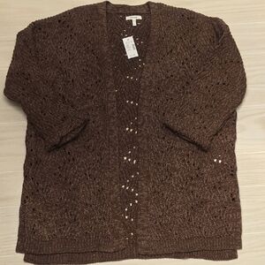 NWT Maurices Brown Open Front Long Cardigan Size Large